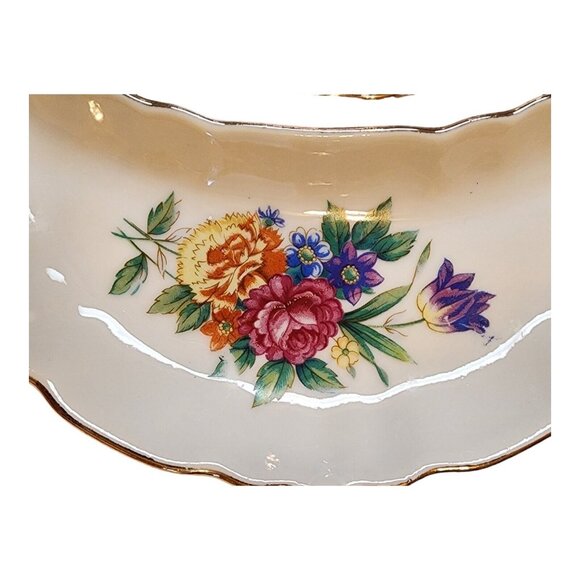 SET of 6 CMI CHADWICK Vintage 1/2 MOON CRESCENT DISHES Maple Leaf Flowers JAPAN - Picture 9 of 16